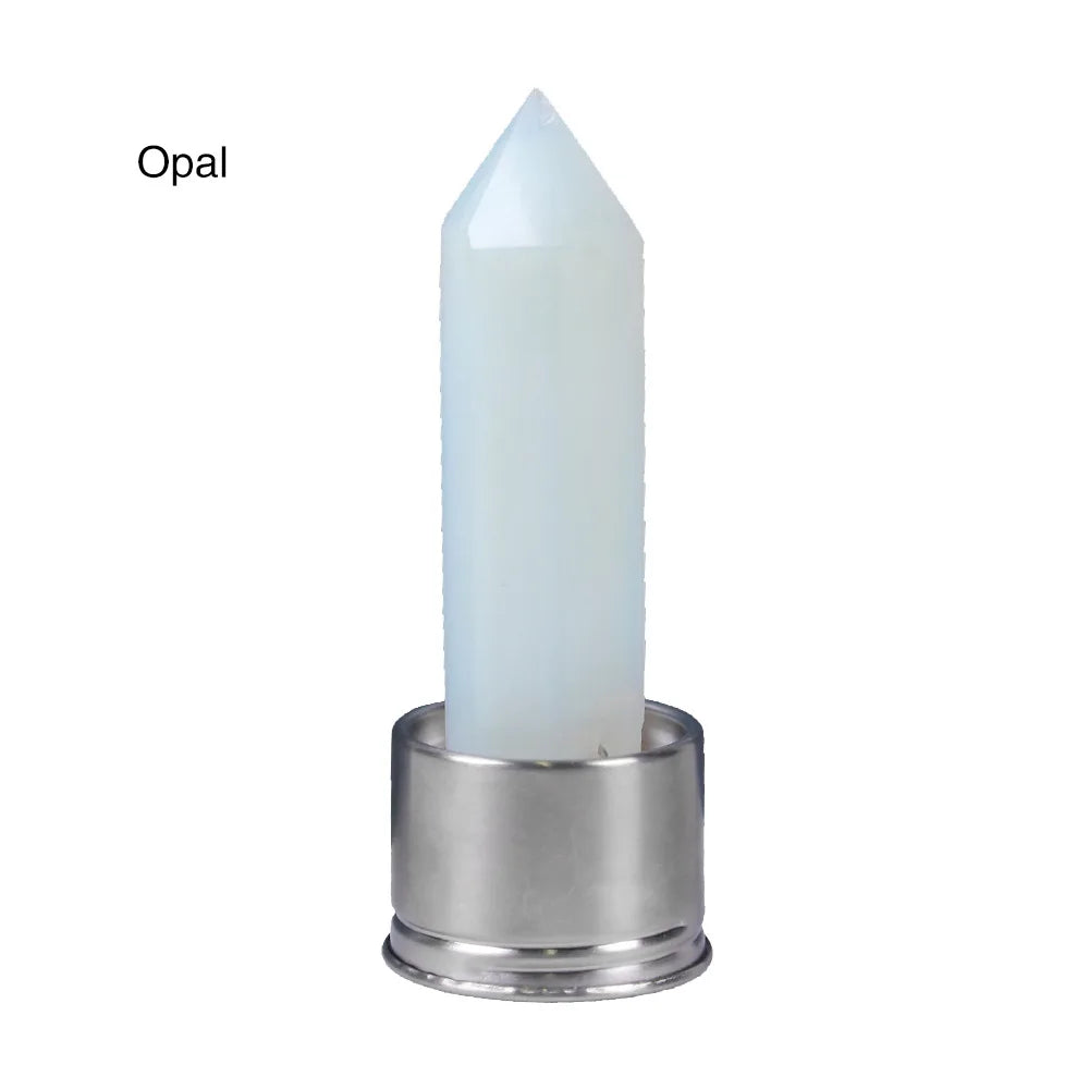 Eco-Friendly Crystal Elixir Bottle – Natural Quartz Obelisk Wand in Glass for Healing Hydration & High-Vibe Living