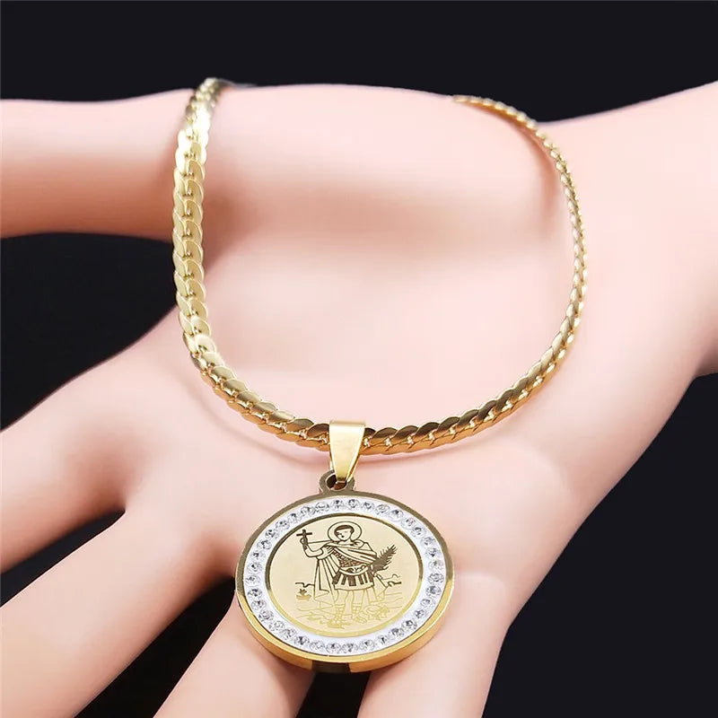 Saint Expeditus Pendant Necklace – Stainless Steel Talisman of Urgent Causes & Protection