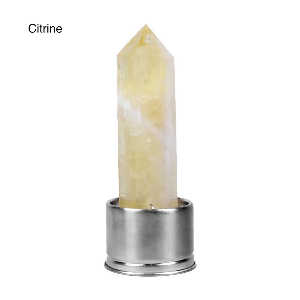 Eco-Friendly Crystal Elixir Bottle – Natural Quartz Obelisk Wand in Glass for Healing Hydration & High-Vibe Living