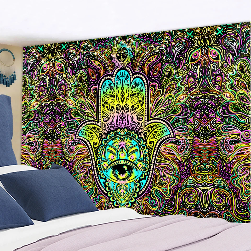 Mystic Moon Mandala Tapestry – Psychedelic Boho Wall Art for Spiritual Spaces