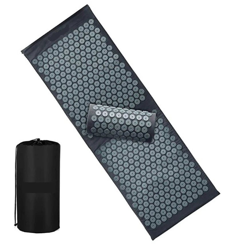 Acupressure Mat & Pillow Set with Bag – Massage Cushion for Back, Neck & Stress Relief | Yoga Mat for Pain, Tension & Relaxation