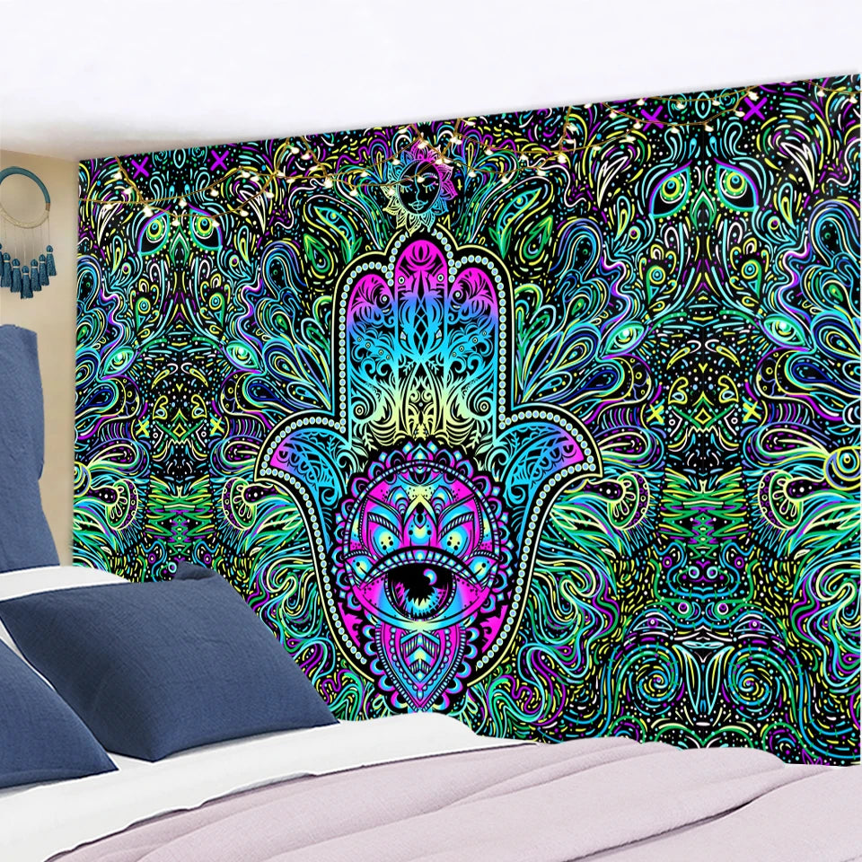 Mystic Moon Mandala Tapestry – Psychedelic Boho Wall Art for Spiritual Spaces