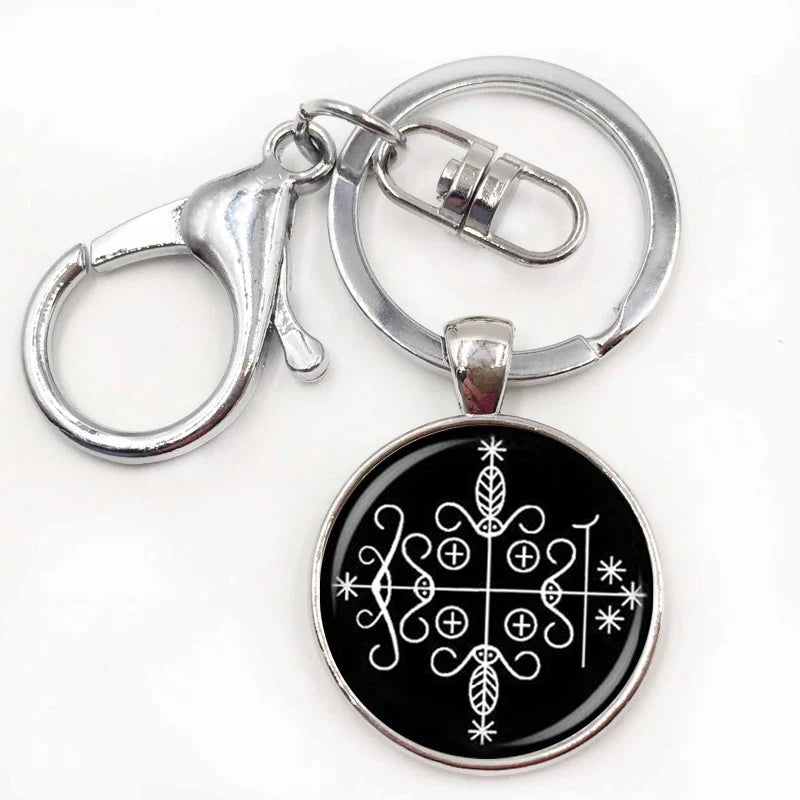 Papa Legba Veve Ritual Pendant | Spiritual Gateway Necklace for Protection & Wisdom