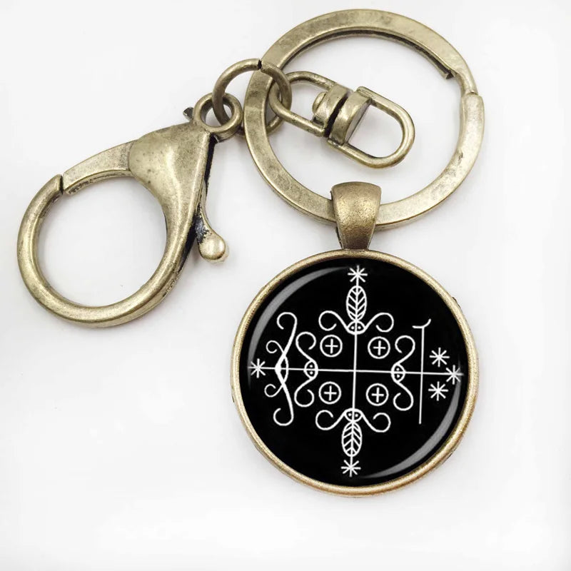Papa Legba Veve Ritual Pendant | Spiritual Gateway Necklace for Protection & Wisdom