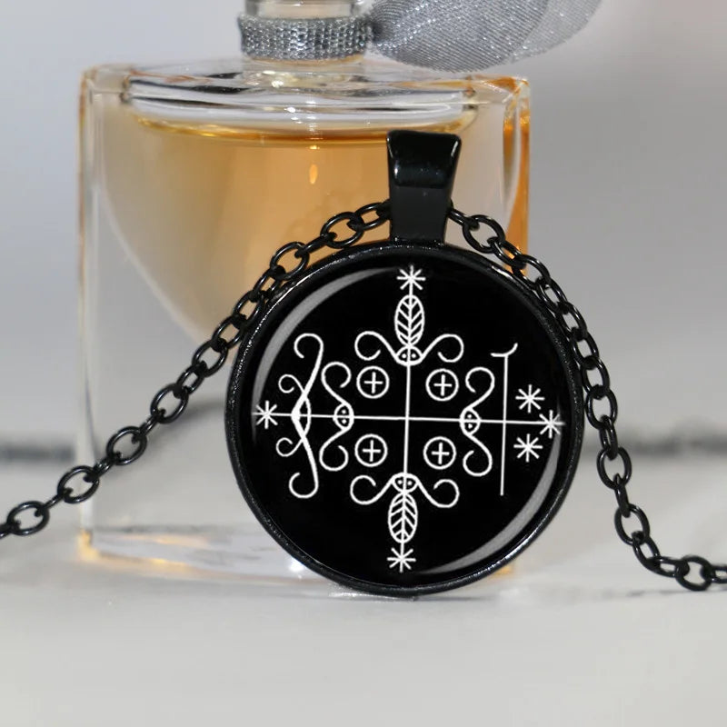 Papa Legba Veve Ritual Pendant | Spiritual Gateway Necklace for Protection & Wisdom
