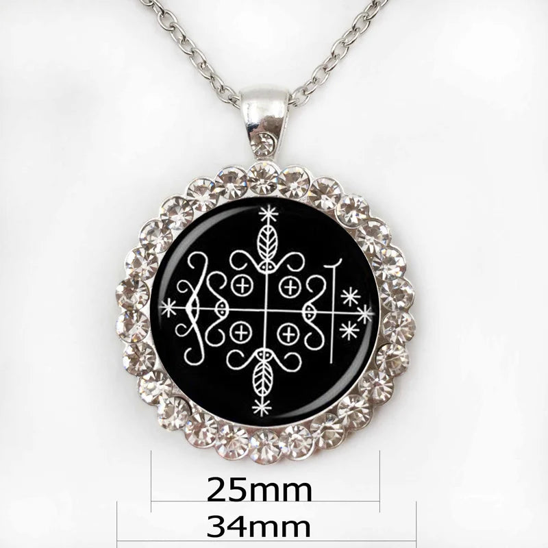Papa Legba Veve Ritual Pendant | Spiritual Gateway Necklace for Protection & Wisdom