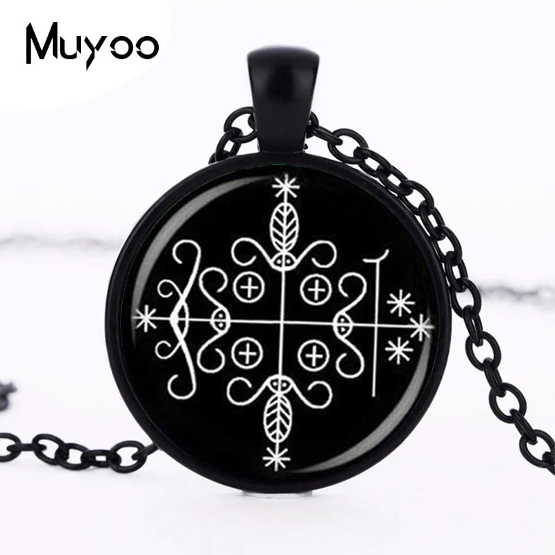 Papa Legba Veve Ritual Pendant | Spiritual Gateway Necklace for Protection & Wisdom