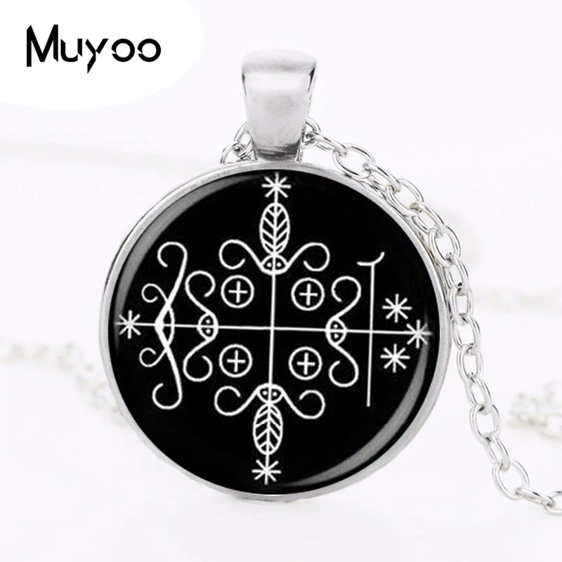Papa Legba Veve Ritual Pendant | Spiritual Gateway Necklace for Protection & Wisdom