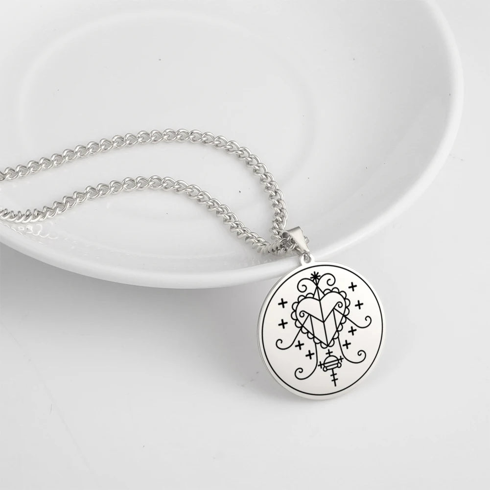 Erzulie Freda Veve Amulet Necklace – Stainless Steel Protection & Love Talisman