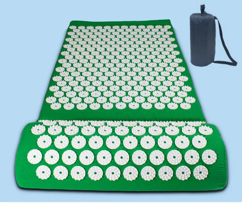 Acupressure Mat & Pillow Set with Bag – Massage Cushion for Back, Neck & Stress Relief | Yoga Mat for Pain, Tension & Relaxation