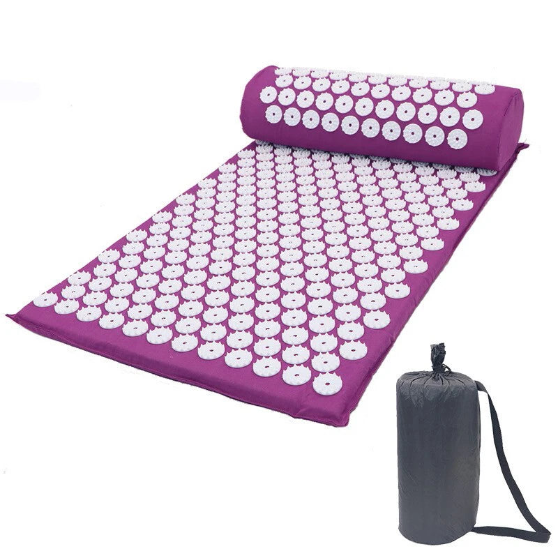 Acupressure Mat & Pillow Set with Bag – Massage Cushion for Back, Neck & Stress Relief | Yoga Mat for Pain, Tension & Relaxation