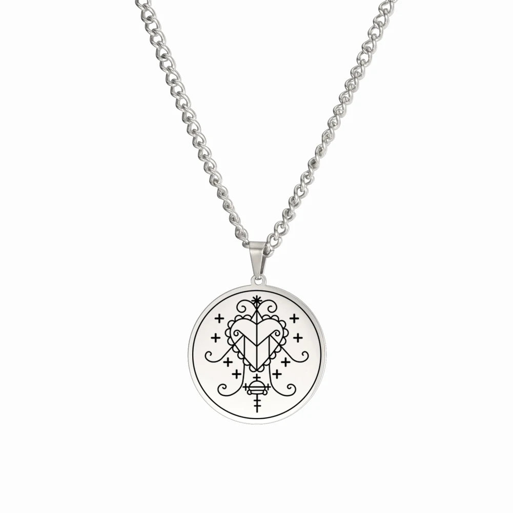 Erzulie Freda Veve Amulet Necklace – Stainless Steel Protection & Love Talisman