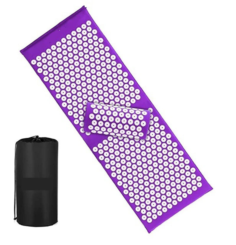 Acupressure Mat & Pillow Set with Bag – Massage Cushion for Back, Neck & Stress Relief | Yoga Mat for Pain, Tension & Relaxation