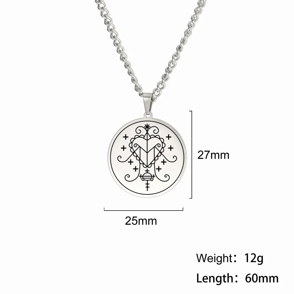 Erzulie Freda Veve Amulet Necklace – Stainless Steel Protection & Love Talisman