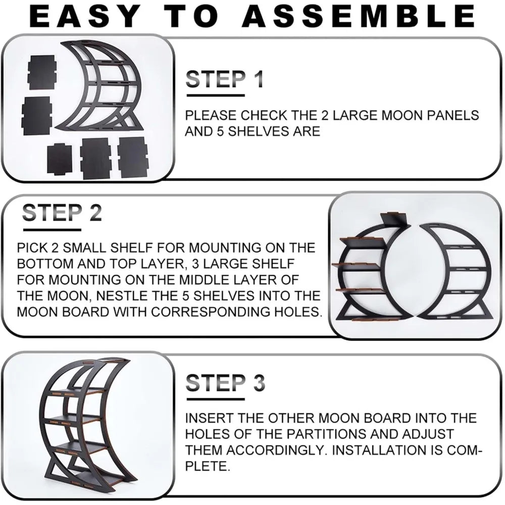 Moon Phase Crystal Altar Shelf – Mini Tabletop Display for Crystals, Pendulums, and Sacred Trinkets