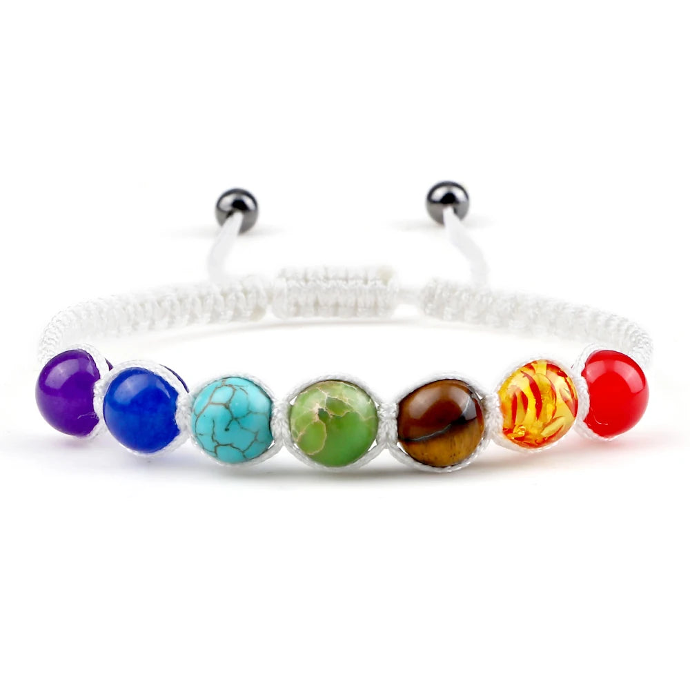 7 Chakra Healing Bracelet – Adjustable Braided Reiki Stone Jewelry for Balance & Meditation