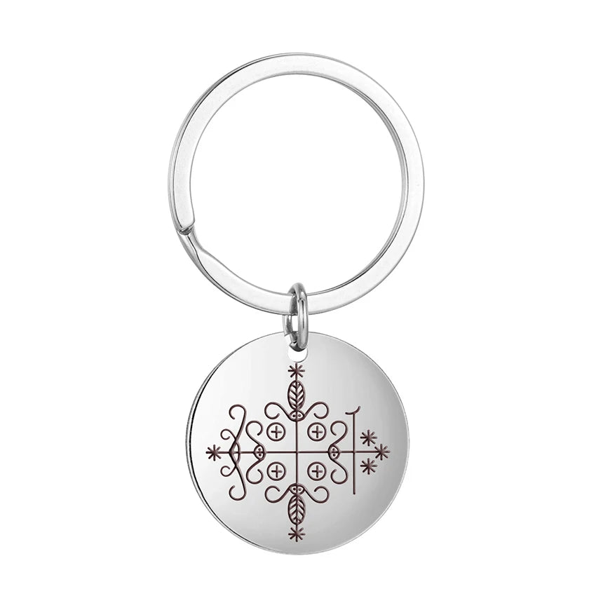 Mystic Voodoo Veve Keychain – Symbols of the Divine Loa