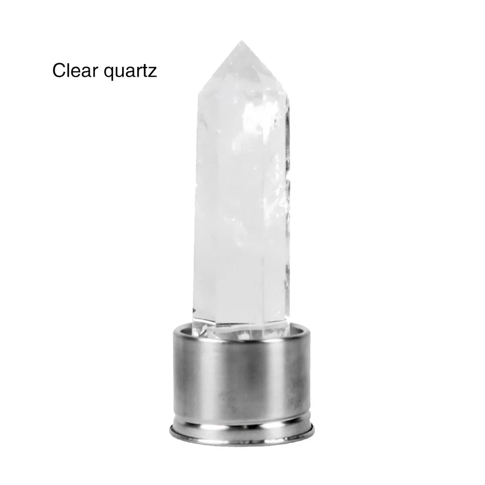 Crystal Infused Glass Water Bottle with Natural Gemstone Obelisk – Healing Elixir Quartz Crystal Drinkware with Rope