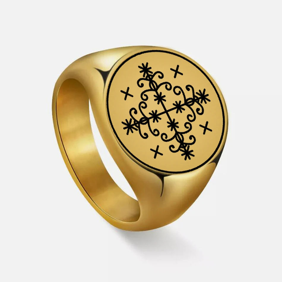 Papa Legba Veve Ring – Vodou Crossroads Talisman of Guidance & Protection