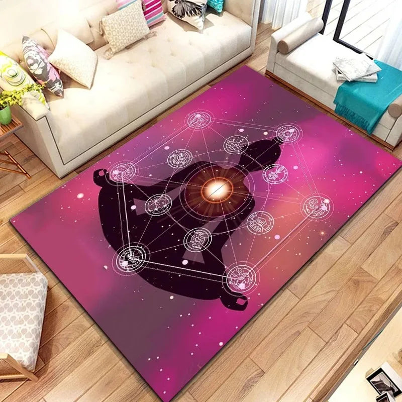 Awakened Energy Portal Rug – 7 Chakra Mandala Tapestry for Sacred Living Spaces