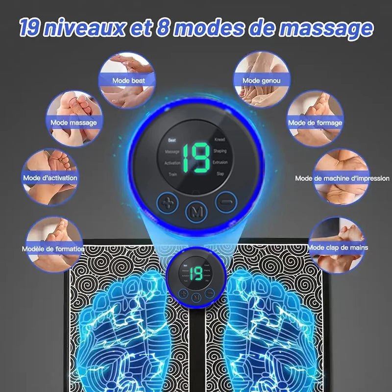 EMS Foot Massager Pad - USB Rechargeable Reflexology Mat for Pain Relief, Muscle Stimulation, Blood Circulation & Relaxation