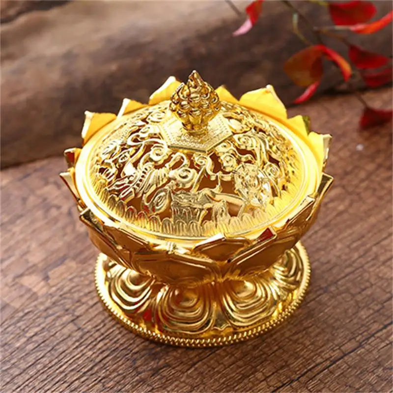 Lotus Flower Brass Incense Burner – Mini Zen Censer for Meditation, Prayer & Home Decor
