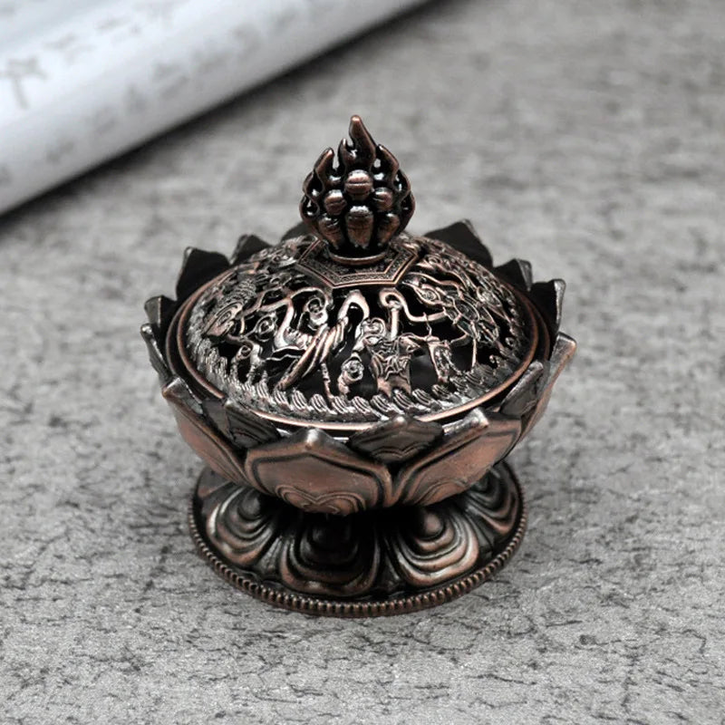 Lotus Flower Brass Incense Burner – Mini Zen Censer for Meditation, Prayer & Home Decor