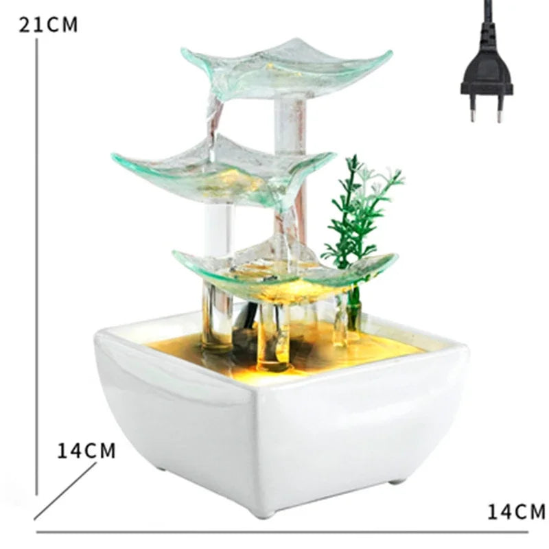 Celestial Pour – Illuminated Ceramic & Glass Mini Zen Fountain
