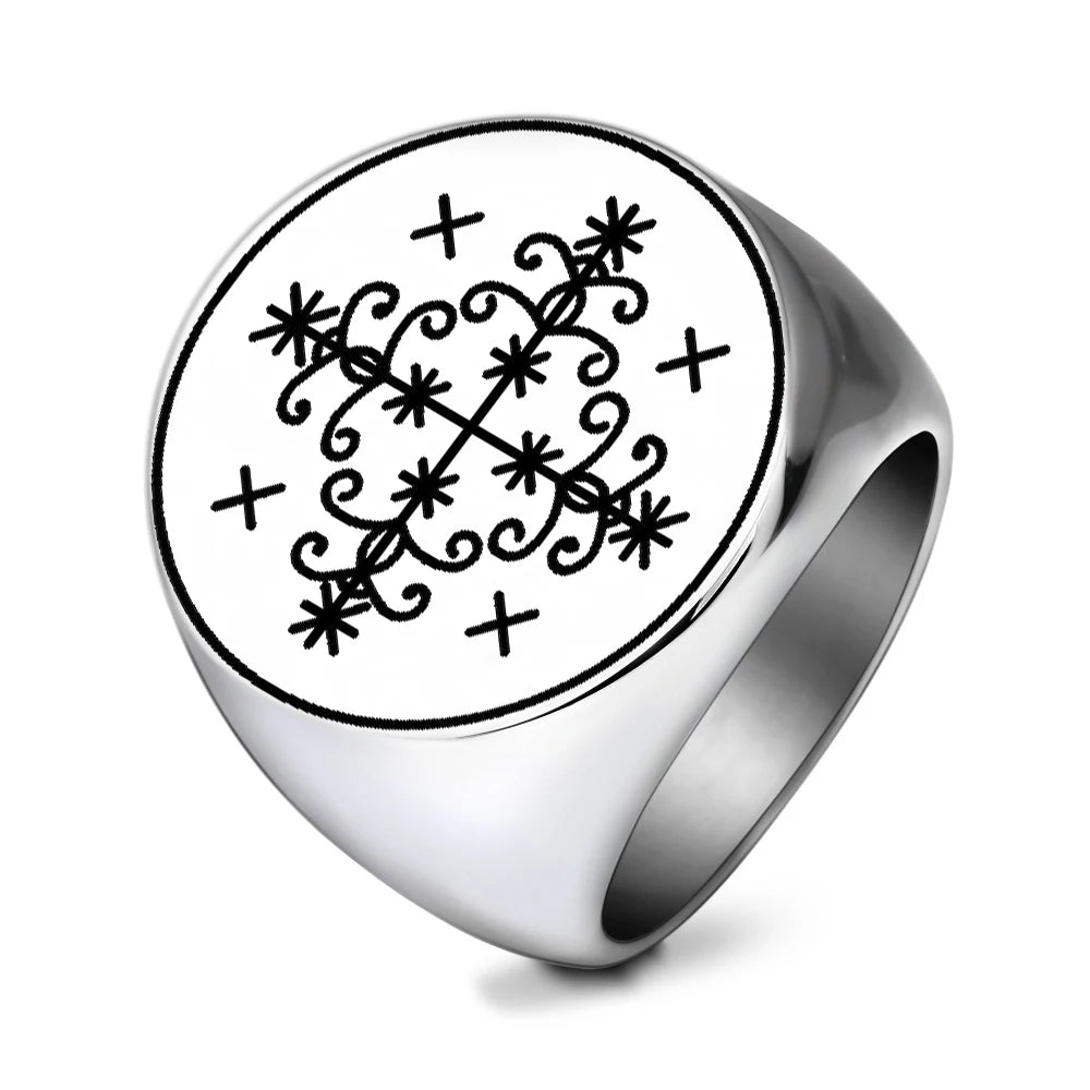 Papa Legba Veve Ring – Vodou Crossroads Talisman of Guidance & Protection