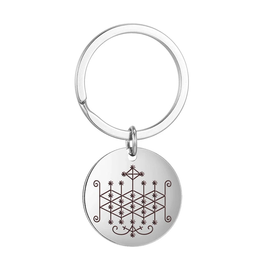 Mystic Voodoo Veve Keychain – Symbols of the Divine Loa