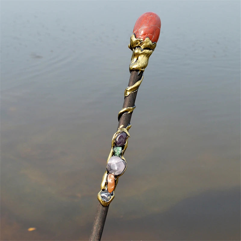 Handmade Crystal Wands – Natural Wood with Amethyst & Gemstones | Ritual, Altar, and Spell Tools
