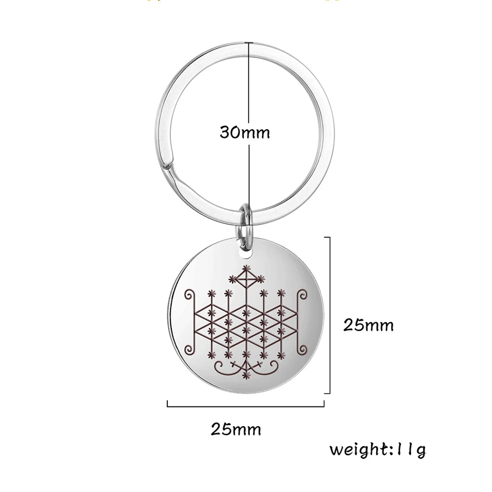 Mystic Voodoo Veve Keychain – Symbols of the Divine Loa