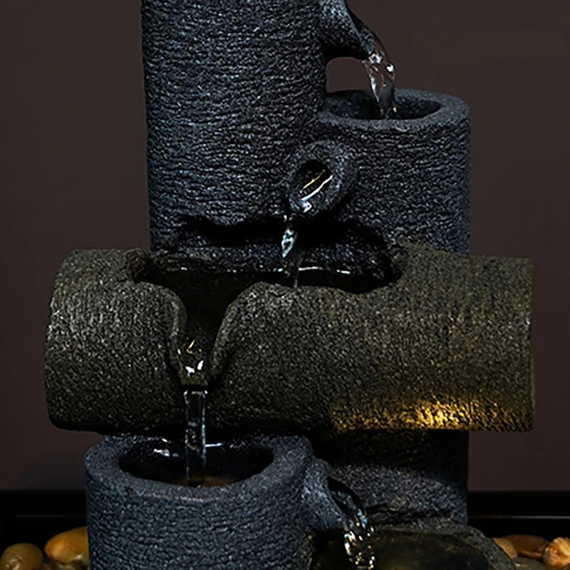 Tranquil Stacks – LED Zen Fountain with Resin Rock Towers & Warm Light