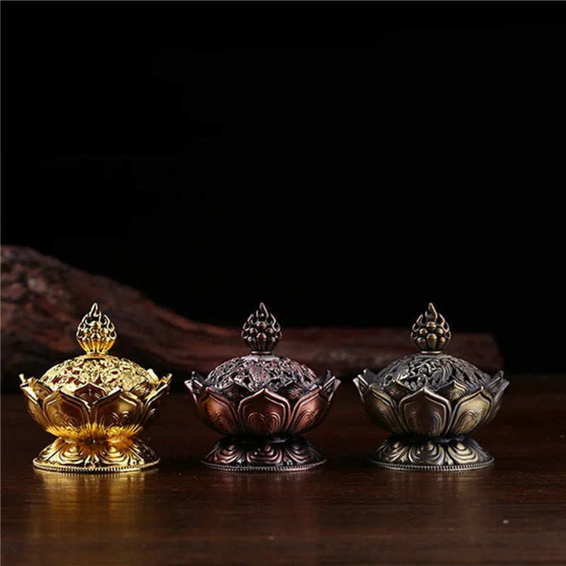 Lotus Flower Brass Incense Burner – Mini Zen Censer for Meditation, Prayer & Home Decor