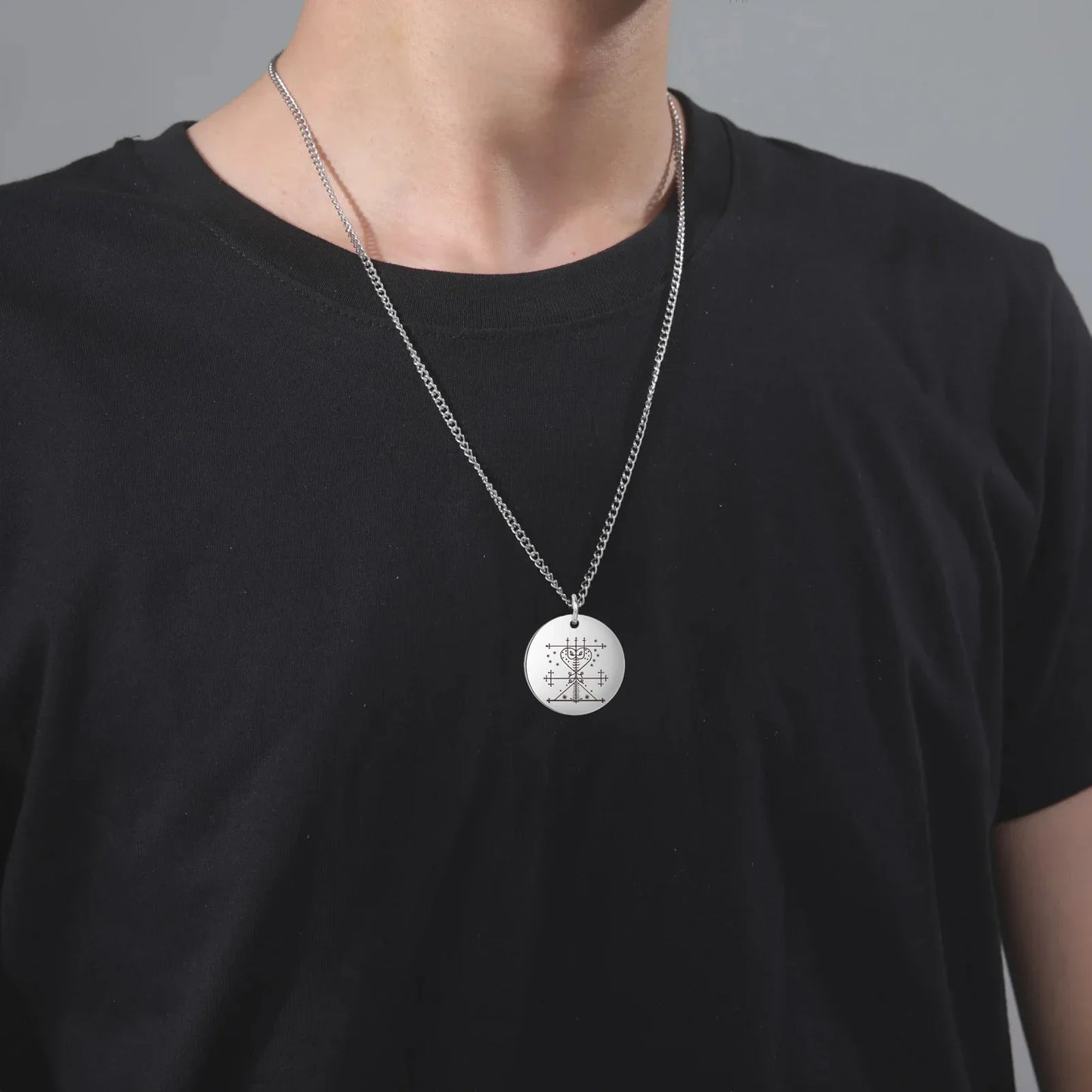 Vodou Veve Pendant Necklace Collection – Stainless Steel Amulets of the Loa (Agwe, Ezili Dantor, Ogoun, Gran Bwa, Papa Legba)
