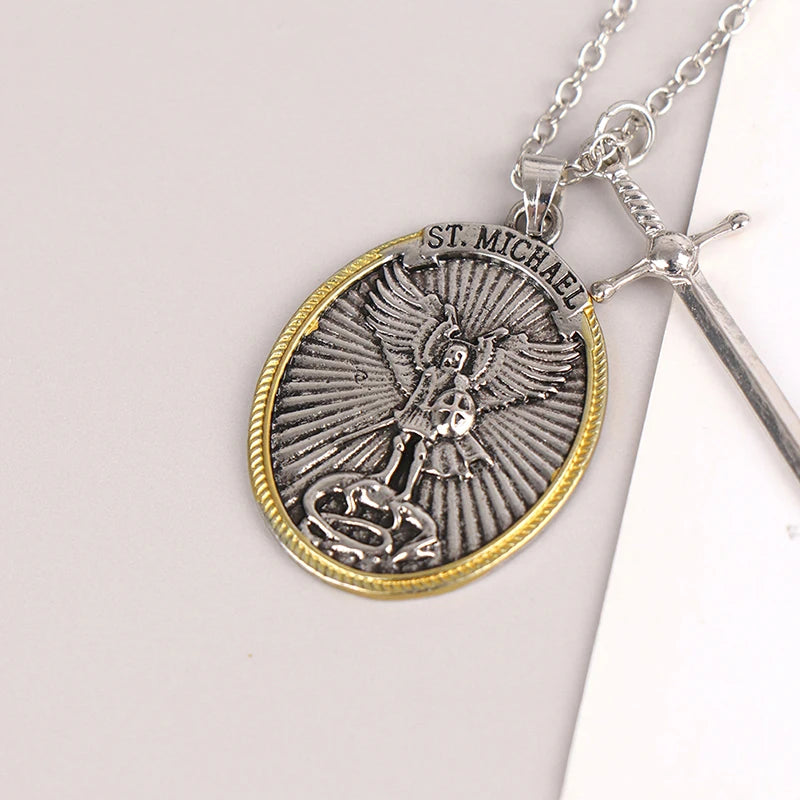 St. Michael the Archangel Pendant Necklace – Catholic Patron Saint Protection Amulet