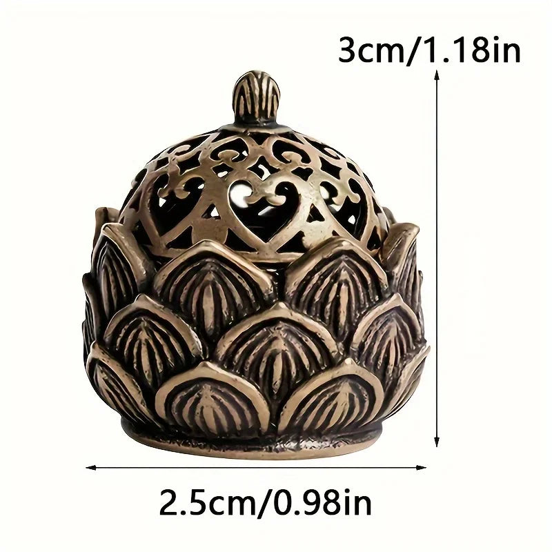 Mini Lotus Incense Burner – Vintage Cone Holder for Meditation & Zen Decor