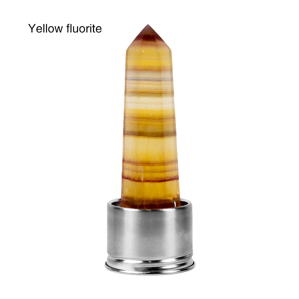 Crystal Infused Glass Water Bottle with Natural Gemstone Obelisk – Healing Elixir Quartz Crystal Drinkware with Rope