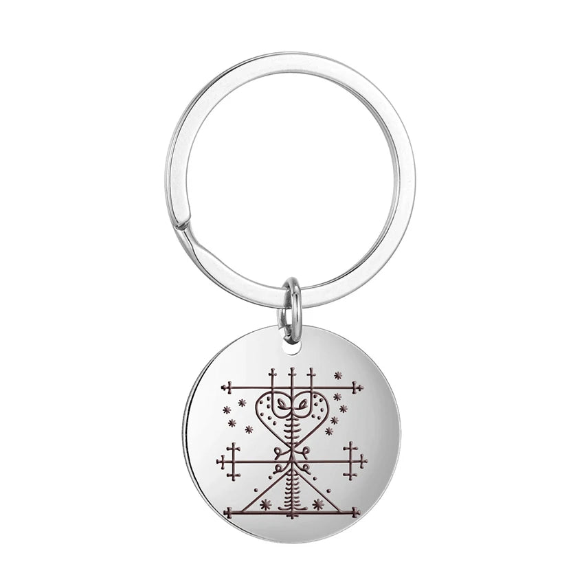Mystic Voodoo Veve Keychain – Symbols of the Divine Loa