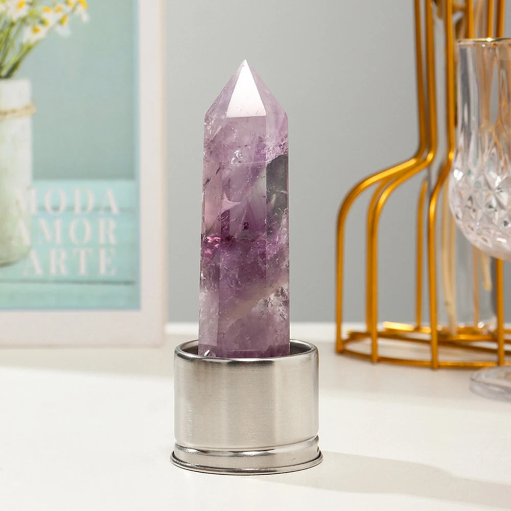 Eco-Friendly Crystal Elixir Bottle – Natural Quartz Obelisk Wand in Glass for Healing Hydration & High-Vibe Living