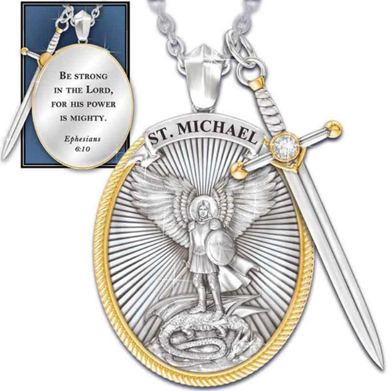 St. Michael the Archangel Pendant Necklace – Catholic Patron Saint Protection Amulet
