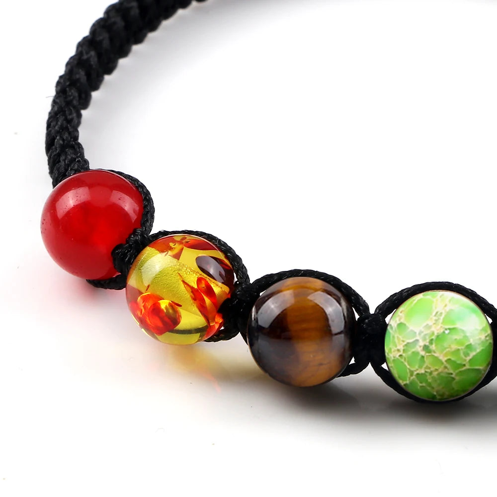7 Chakra Healing Bracelet – Adjustable Braided Reiki Stone Jewelry for Balance & Meditation