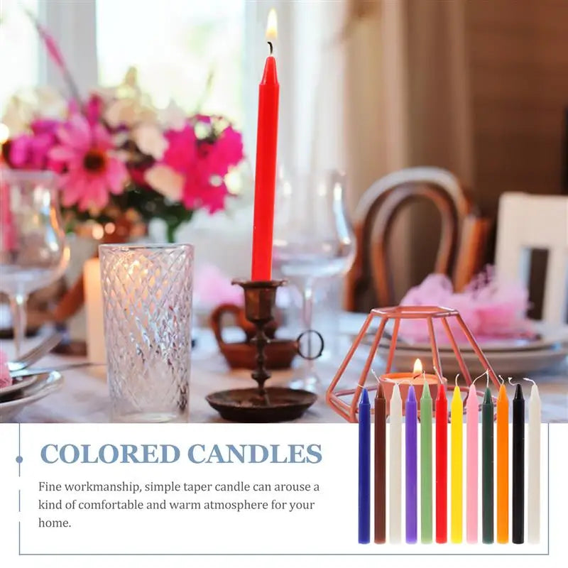 12 Colored Spell Candles (16cm) – Ritual, Chime, Meditation, and Voodoo Altar Use