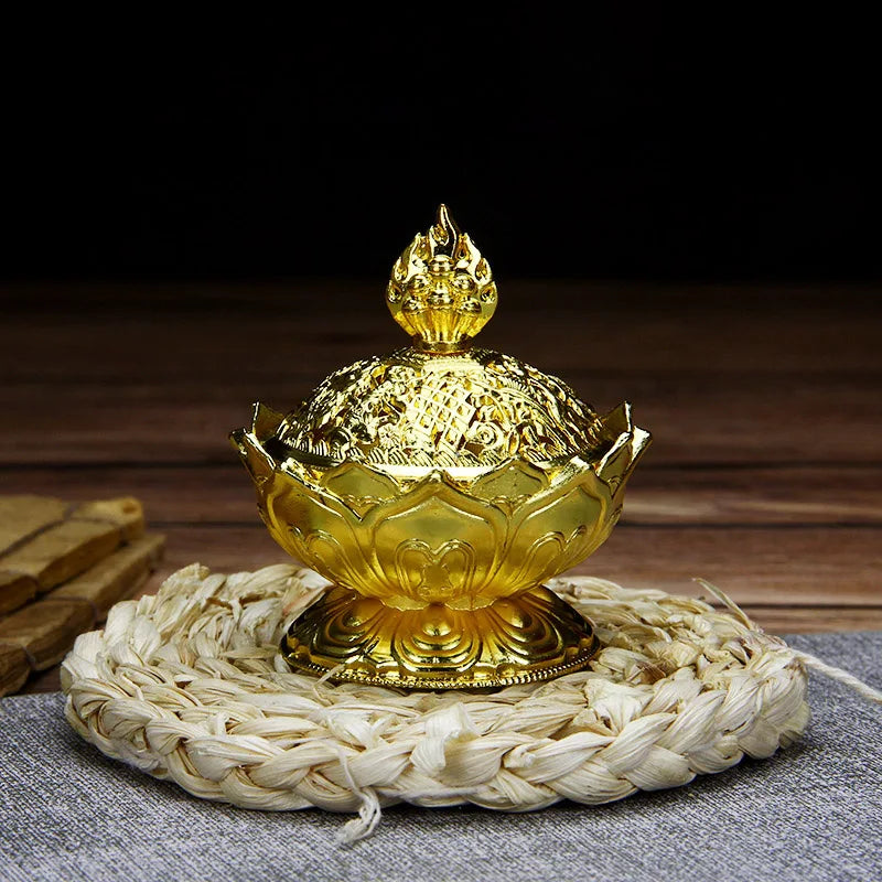 ERMAKOVA Lotus Incense Burner – Ornate Metal Censer for Meditation, Zen Decor & Spiritual Rituals