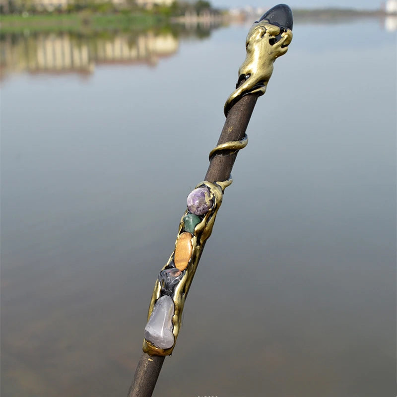Handmade Crystal Wands – Natural Wood with Amethyst & Gemstones | Ritual, Altar, and Spell Tools