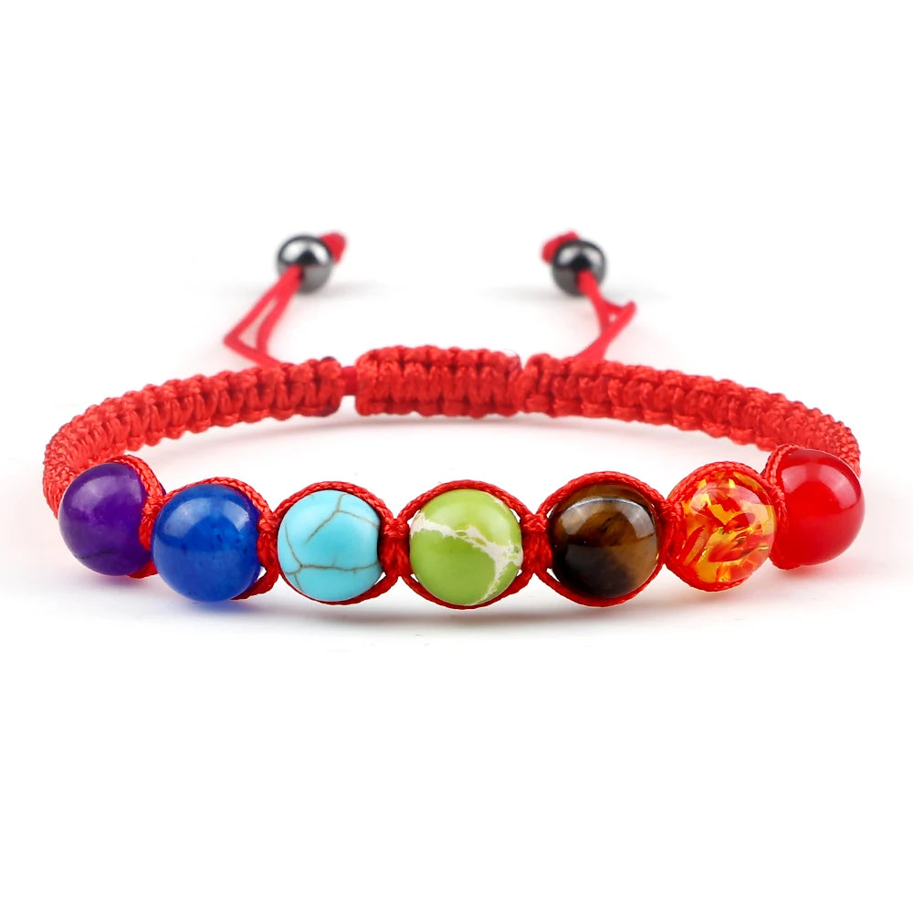 7 Chakra Healing Bracelet – Adjustable Braided Reiki Stone Jewelry for Balance & Meditation