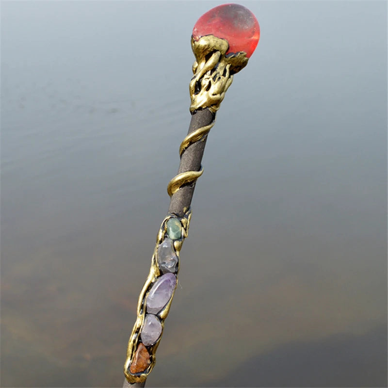 Handmade Crystal Wands – Natural Wood with Amethyst & Gemstones | Ritual, Altar, and Spell Tools