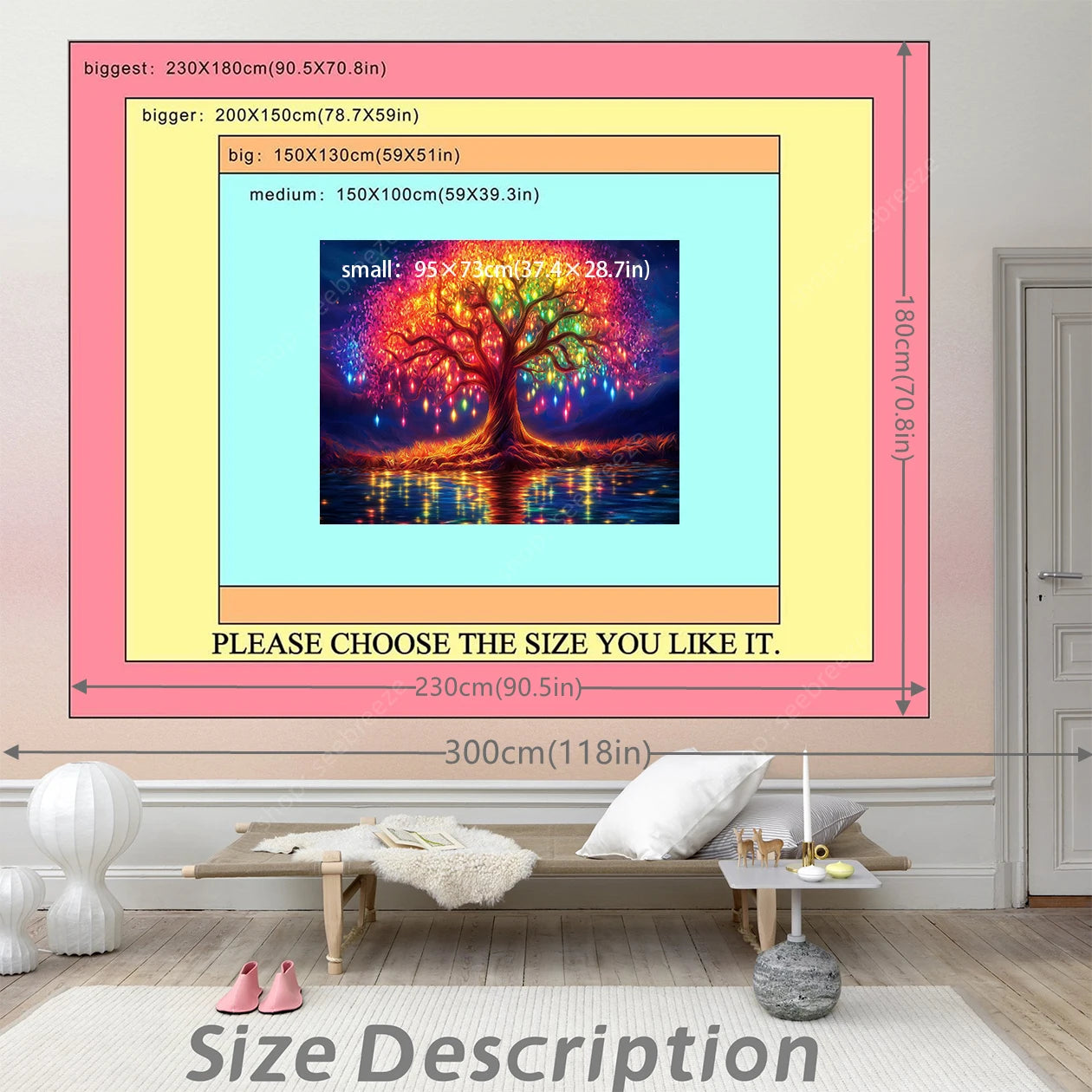 Rainbow Tree of Life Tapestry – Mystical Wall Art for Chakra Healing, Meditation & Sacred Spaces