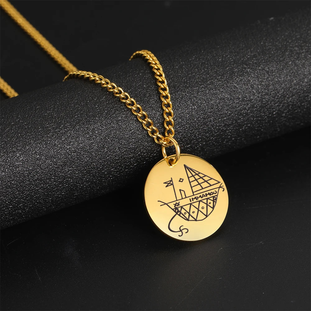 Vodou Veve Pendant Necklace Collection – Stainless Steel Amulets of the Loa (Agwe, Ezili Dantor, Ogoun, Gran Bwa, Papa Legba)