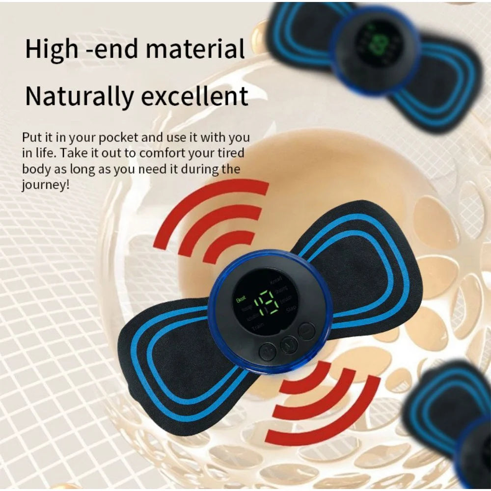 AuraFlex EMS Mini Massager – Wireless Smart Pulse Patch with LCD Display for Neck, Shoulders, Spine & Energy Flow